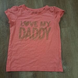 The Children's Place Kid's Peach Gold Sparkly 'Love My Daddy' T-Shirt Girl's 5T
